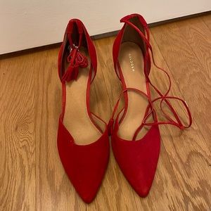 Halogen Velvet Red Pumps with ankle straps SIZE 11